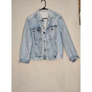 Vintage 80s Georges Marciano GUESS‎ Light Wash Denim Jean Jacket Large USA Made